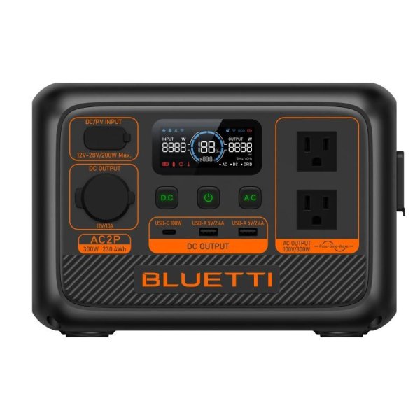 画像1: BLUETTI AC2P 230Wh/300W ポータブル電源 ブルーティー 軽量 軽い リン酸鉄 蓄電池 家庭用 ワイヤレス (1)